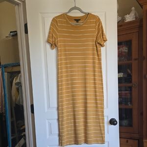 Banana Republic Mustard Yellow Striped Midi Dress
